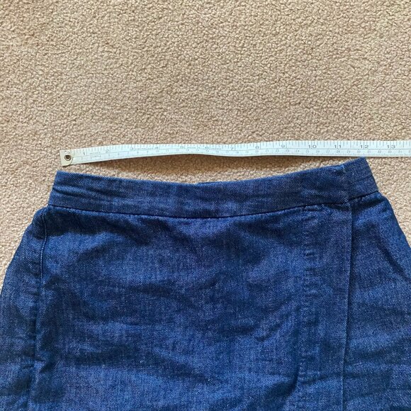 Muji Women's XS Blue Skort Mini Skirt Shorts Denim Cotton Hemp Wrap Elastic - Picture 4 of 10